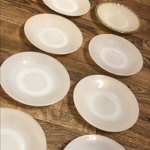 Lot Of 8 Vintage Fire King Ware Milk Glass Saucers